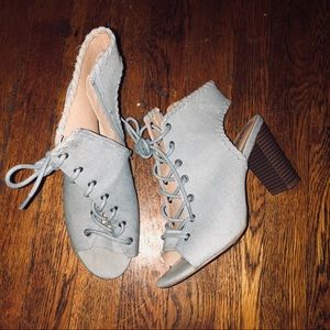 Light blue denim chunky sandals